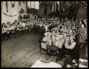Coronation lunch in the Holland Hall, photograph